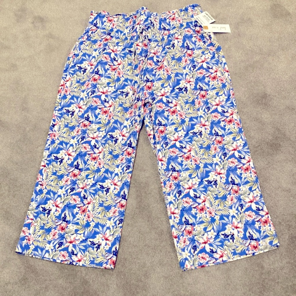 Blue Floral Wide-Leg Women's Pants